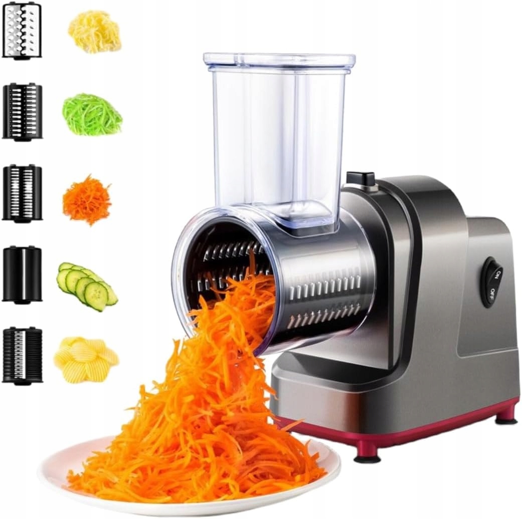 5W1 Szatkownica Elektryczna Do Warzyw Tarka 5x Ostrzy 250W