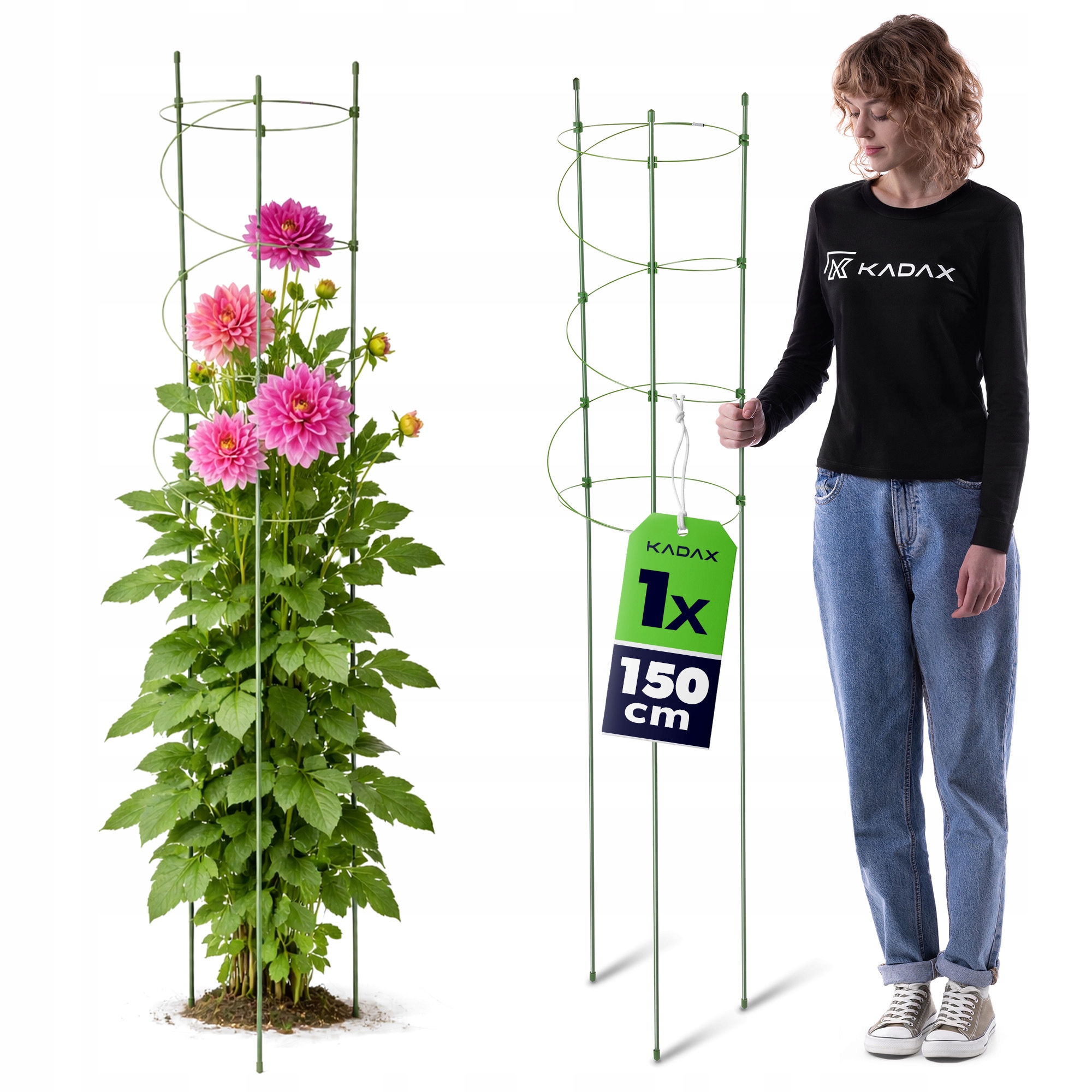 PODPORA PIERŚCIENIOWA DO ROŚLIN 150 cm KWIATÓW SPIRALNA METALOWA OGRODOWA