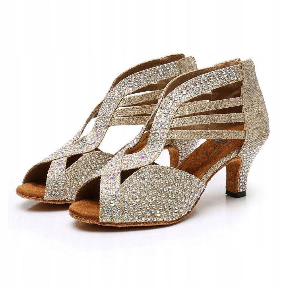 Taneční Boty Šampaňské Zdobené 6 cm