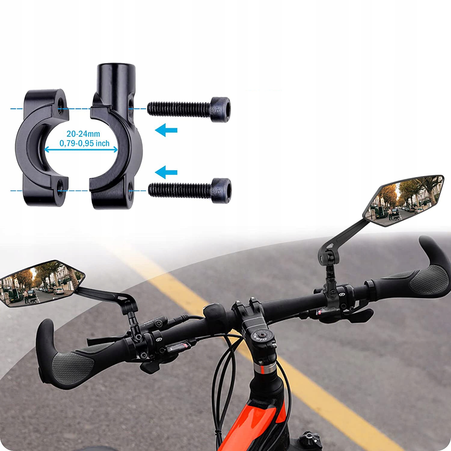 2 Sztuki Lusterko Rowerowe, Odporne na Uderzenia Model Lusterka Rowerowe