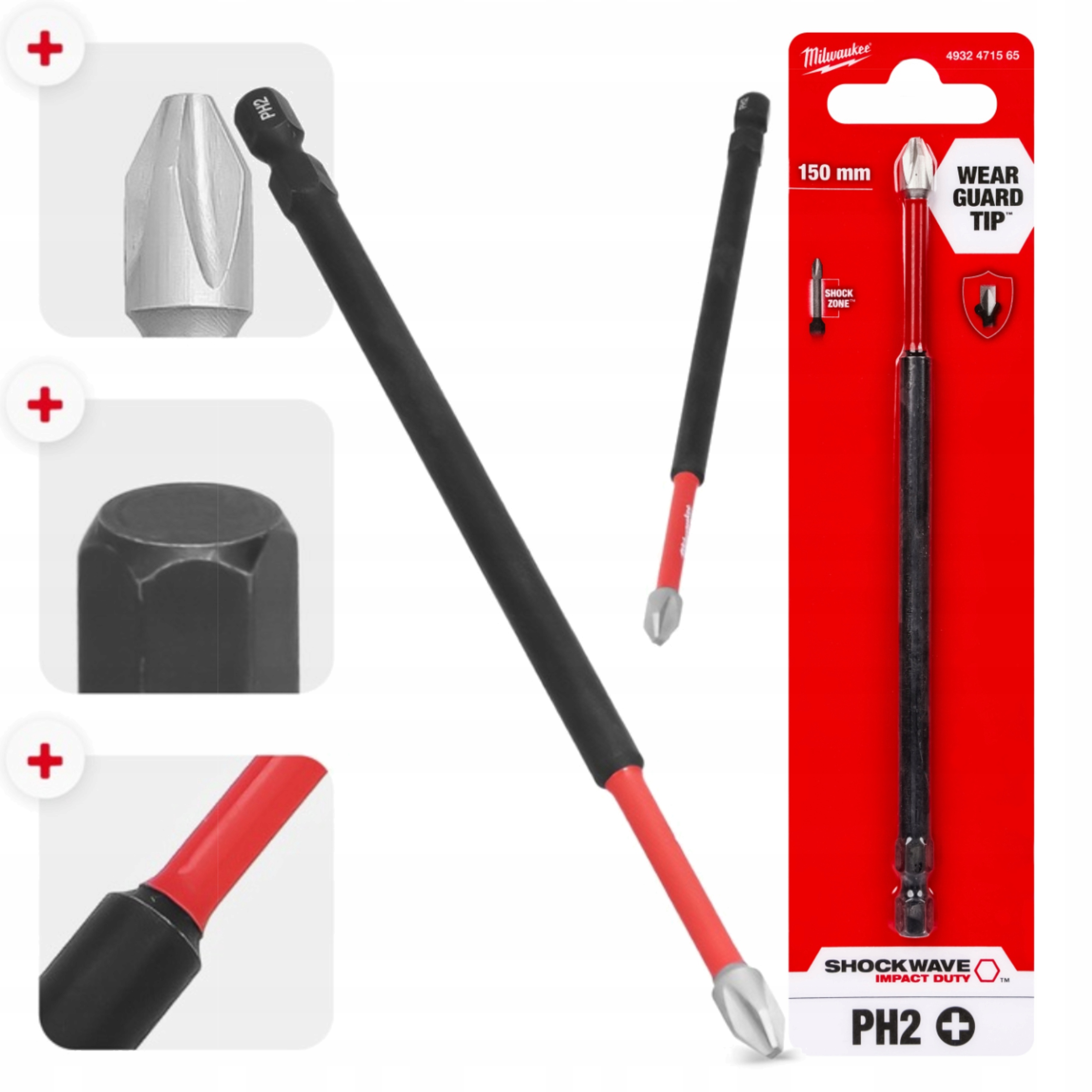 Bit Udarowy Milwaukee PH2 150mm Końcówka Magnetyczna Wkrętarki Philips G V8