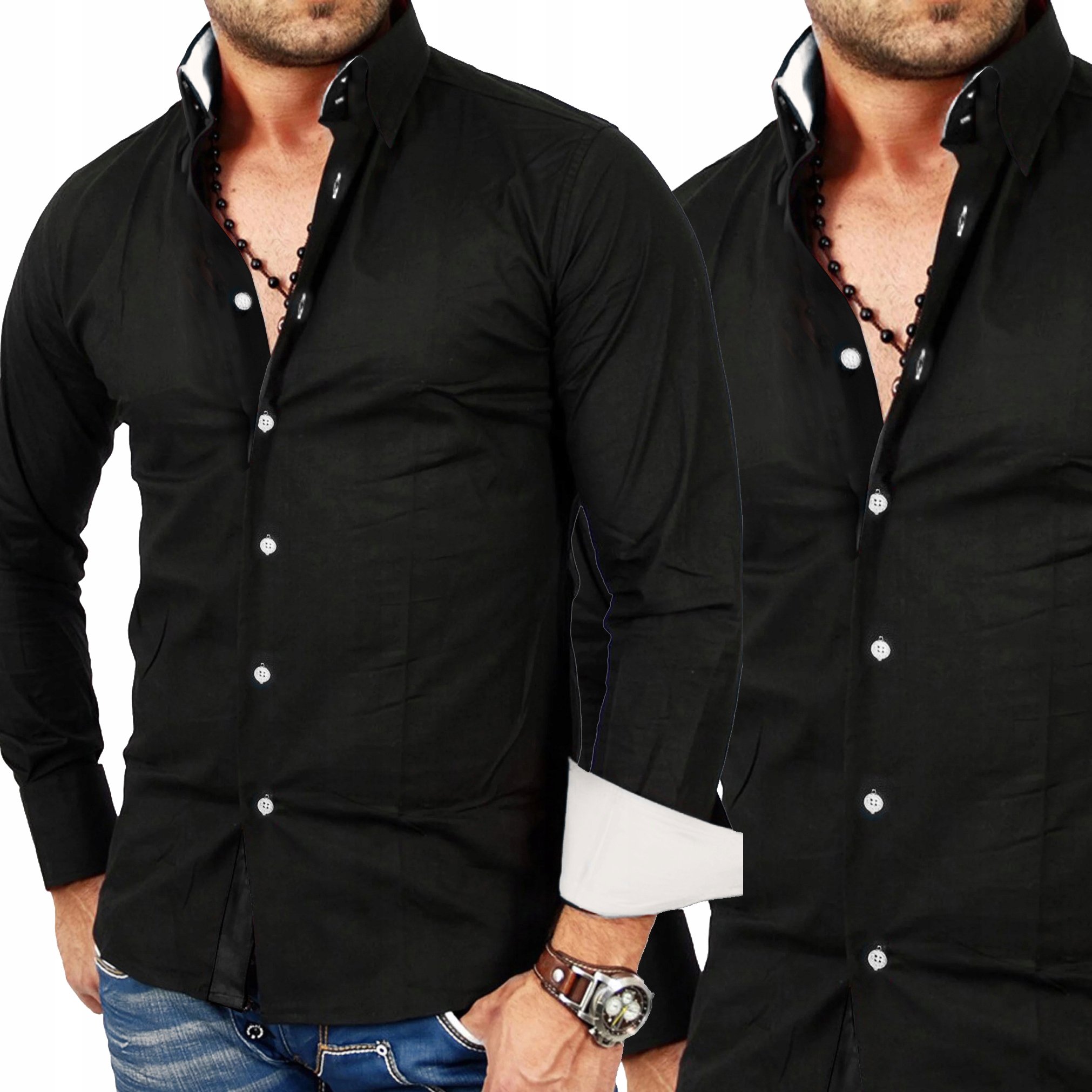 Pánská košile Casual Klasická Kontrast Barvy