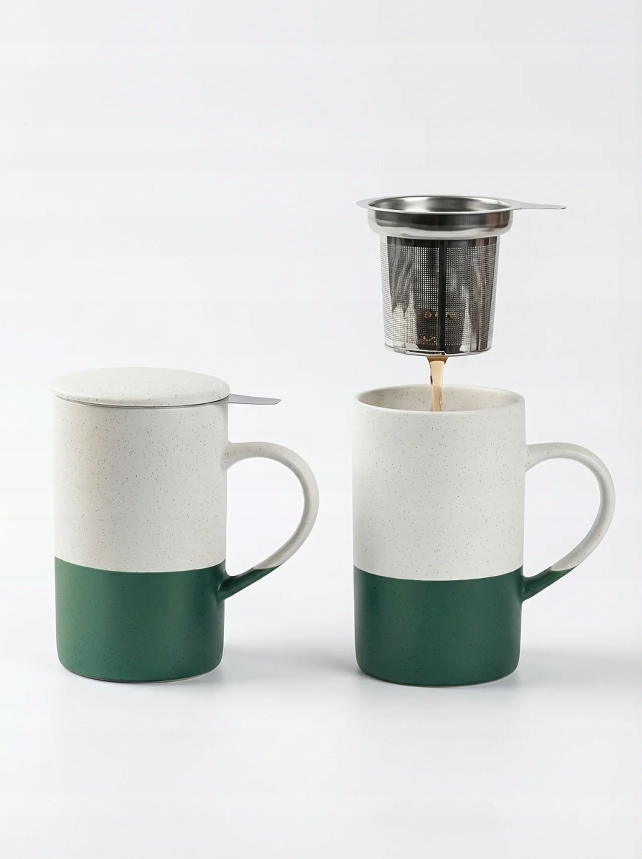 Hrnek Na Čaj 500 ML Spařovací Jednotka 2KS Víčko Lžička