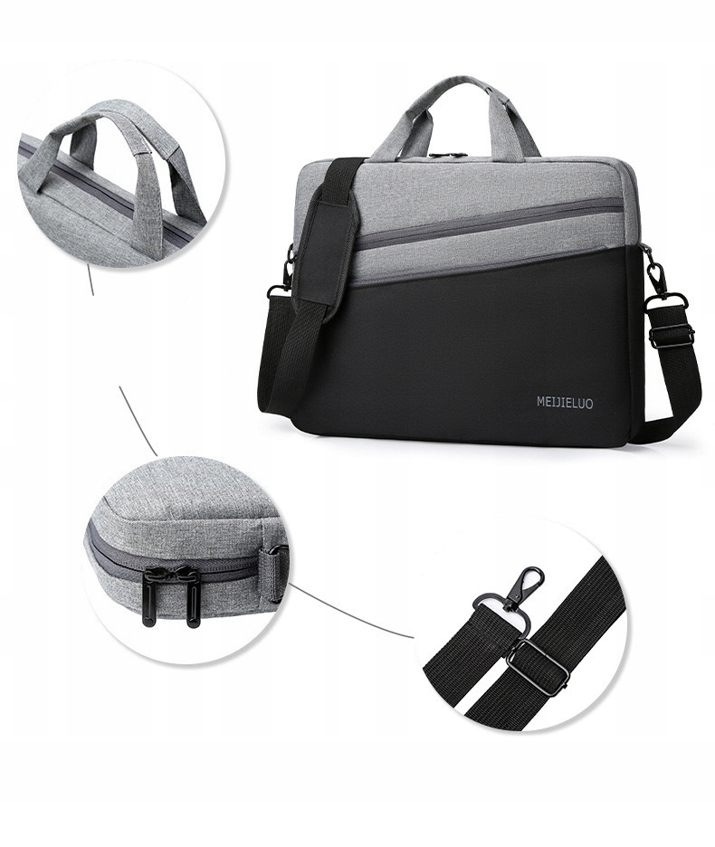 TORBA NA LAPTOP NOTEBOOK 15,6" WODOODPORNA MODNA PODRÓŻNA NA RAMIĘ STYLOWA Kolor szary