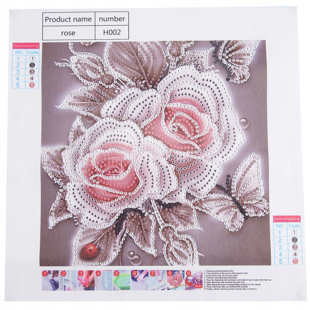 Diy 5D Rhinestone Malarstwo Wiertło Rose Pattern