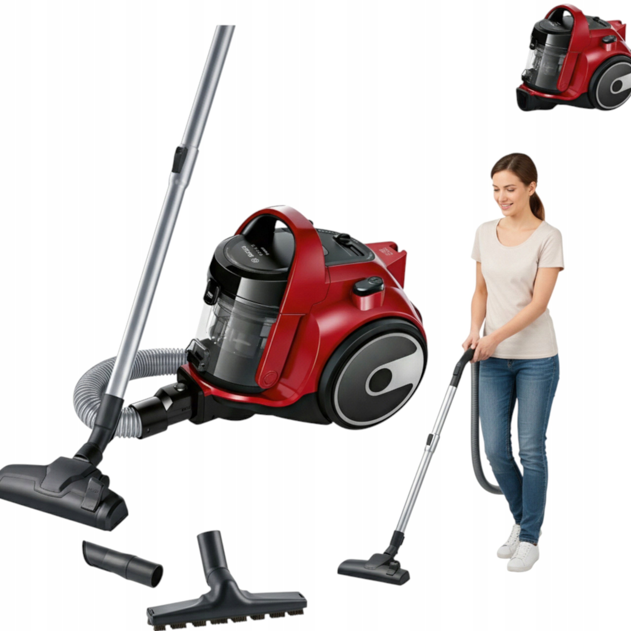 Odkurzacz Bezworkowy Bosch Cichy Filtr Hepa Wydajny Kabel 9M Koncówki Max