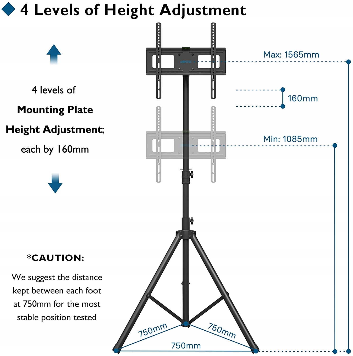 Stojak podłogowy Bontec TS-03 B08JLZL2M5 TRÓJNÓG PODSTAWA ROZKŁADANA Stan opakowania oryginalne
