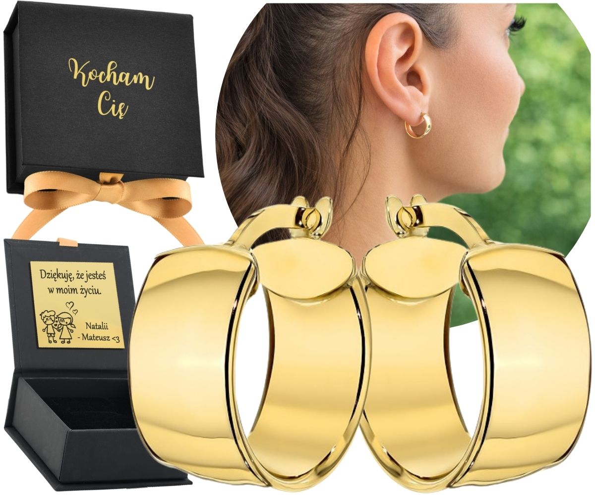 Zlaté Náušnice Široké Kolečko Kolka 585