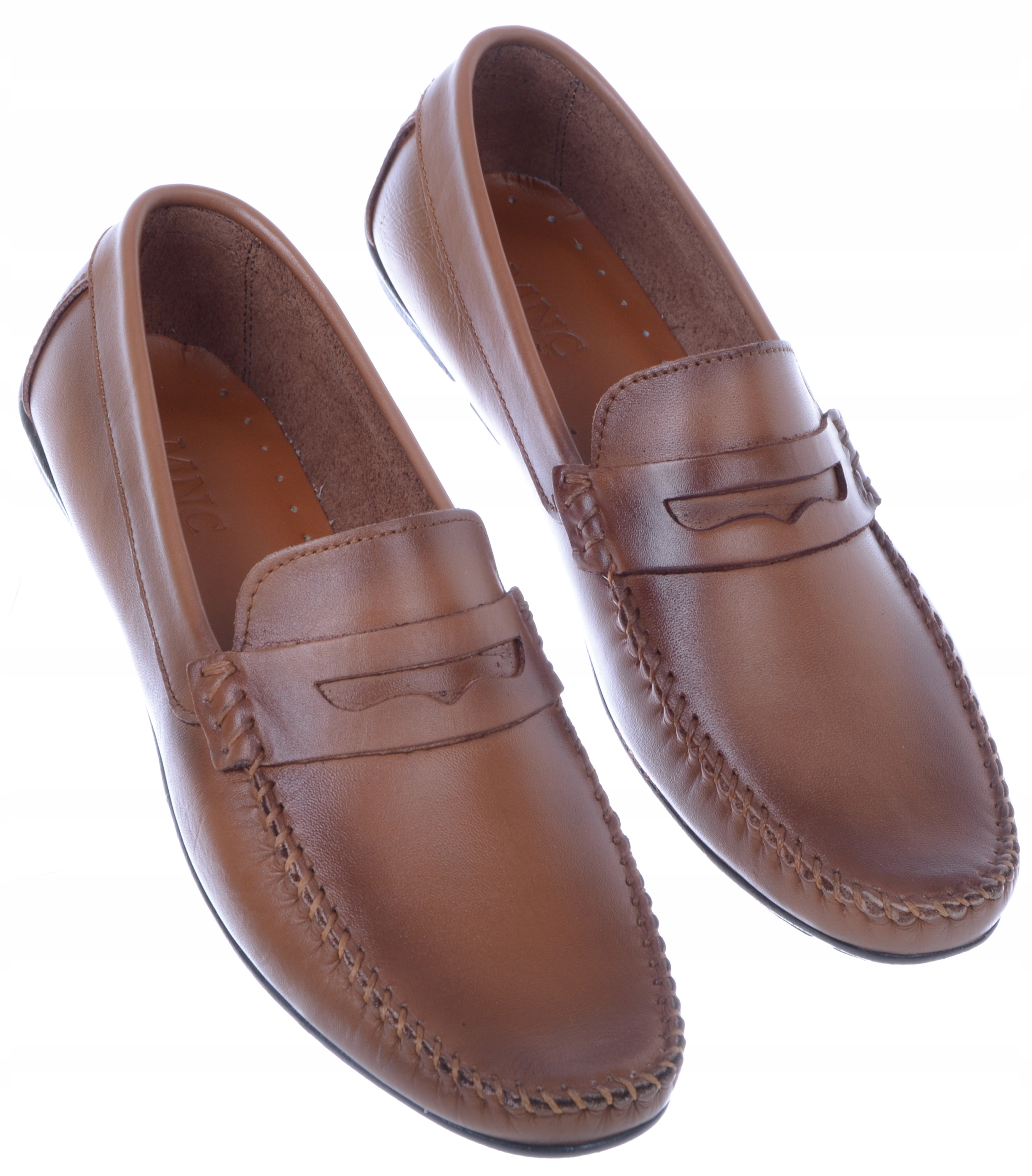 Světle hnědé pánské mokasíny z přírodní kůže 41