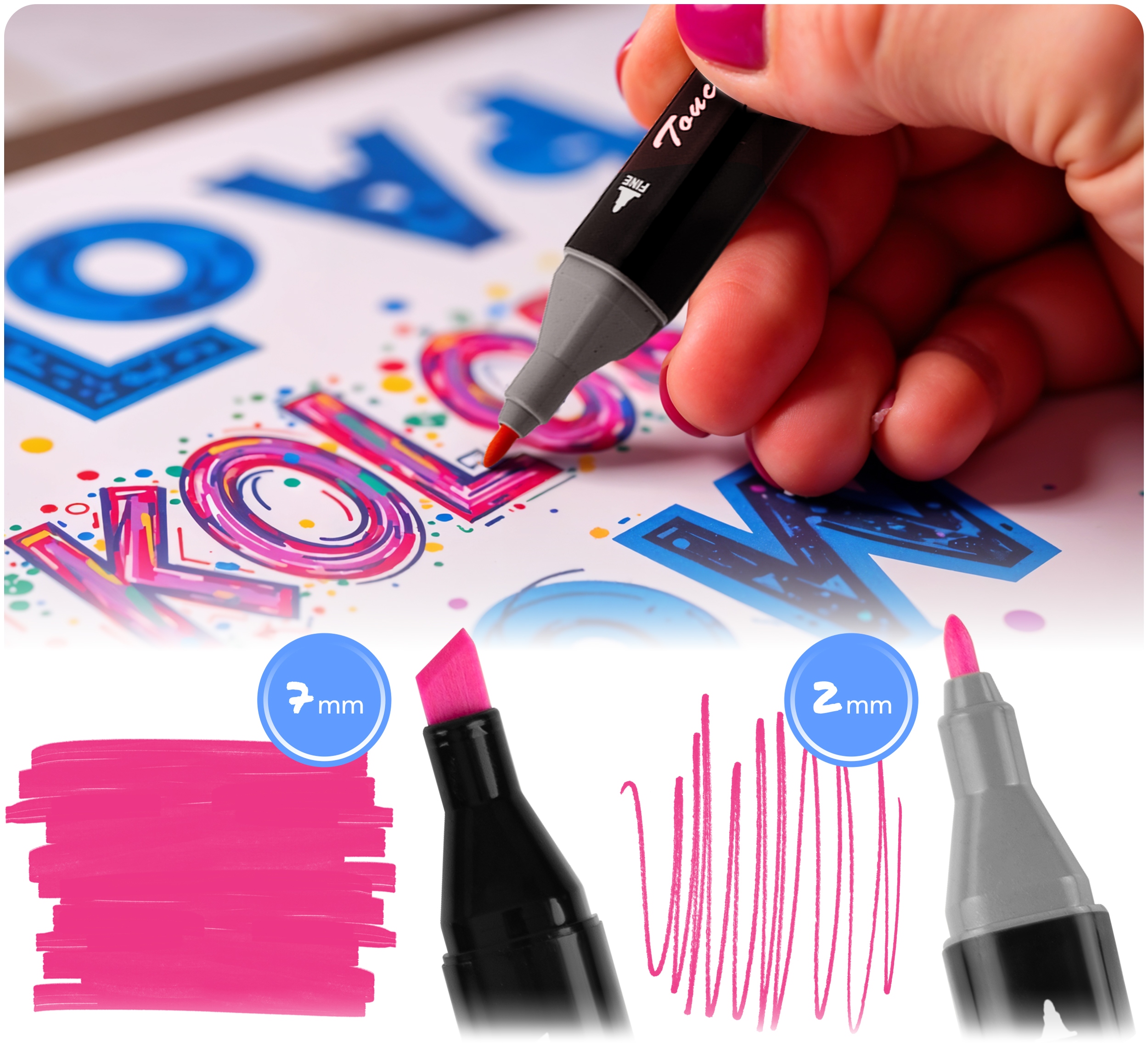 MARKERY ALKOHOLOWE ZESTAW 262SZT DWUSTRONNE FLAMASTRY PISAKI MAZAKI + TORBA Rodzaj promarkery