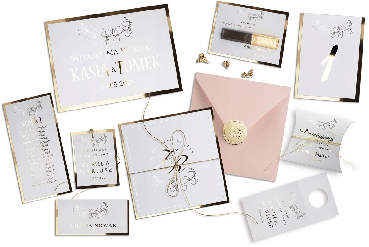 ZAPROSZENIA ŚLUBNE ZŁOTE SREBRNE ŚLUB ROSE GOLD Nazwa ZAPROSZENIA ŚLUBNE