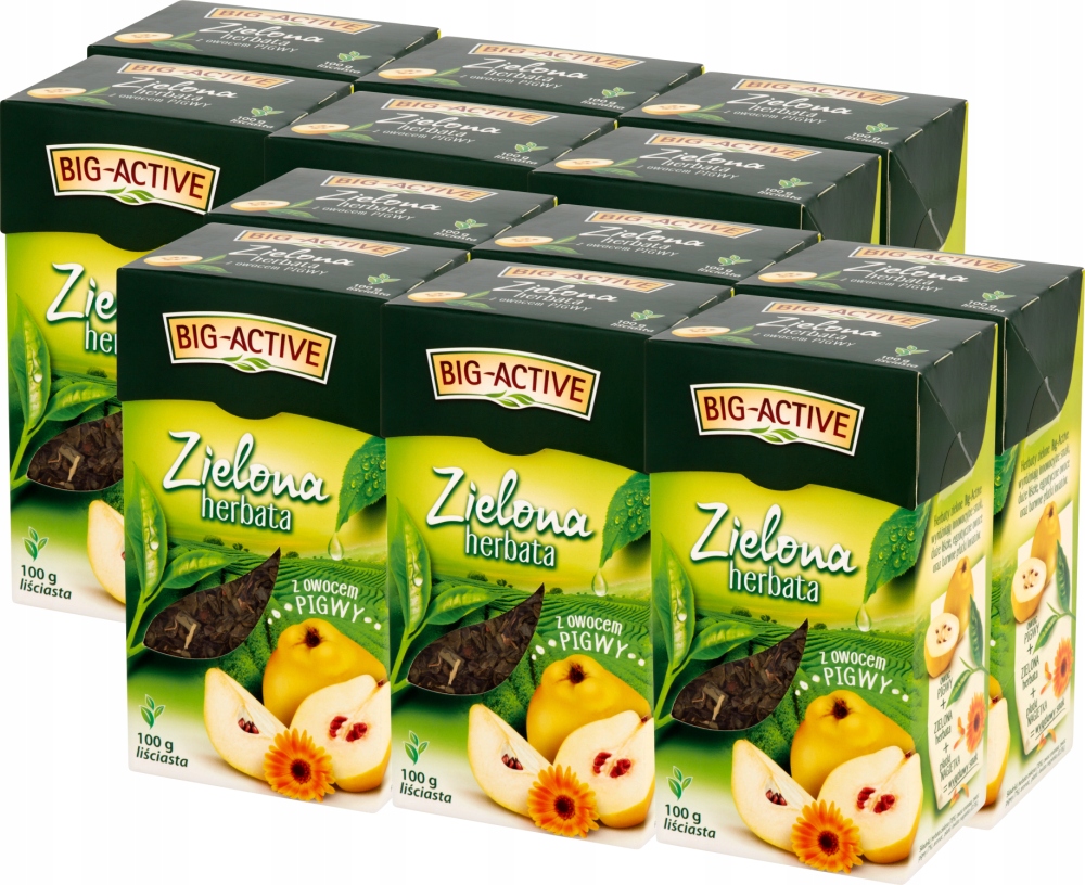 Big-Active Herbata zielona liściasta z owocem pigwy 100 g x12