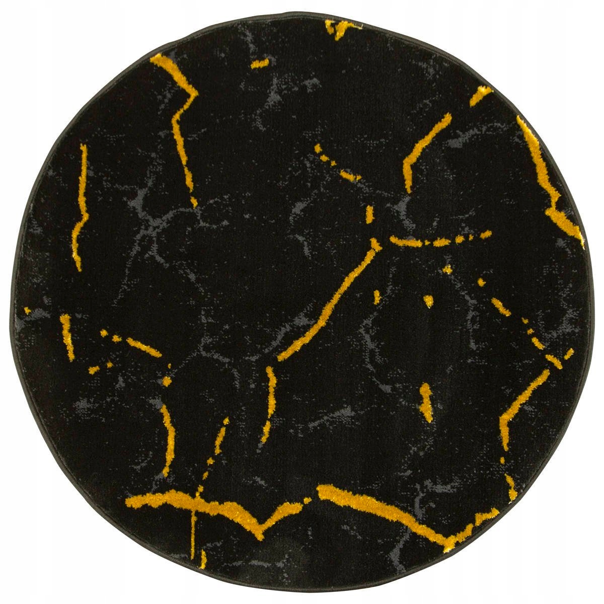 

śr. 140 cm Okrągły Dywan Złoto Czerń Marmur Kamień