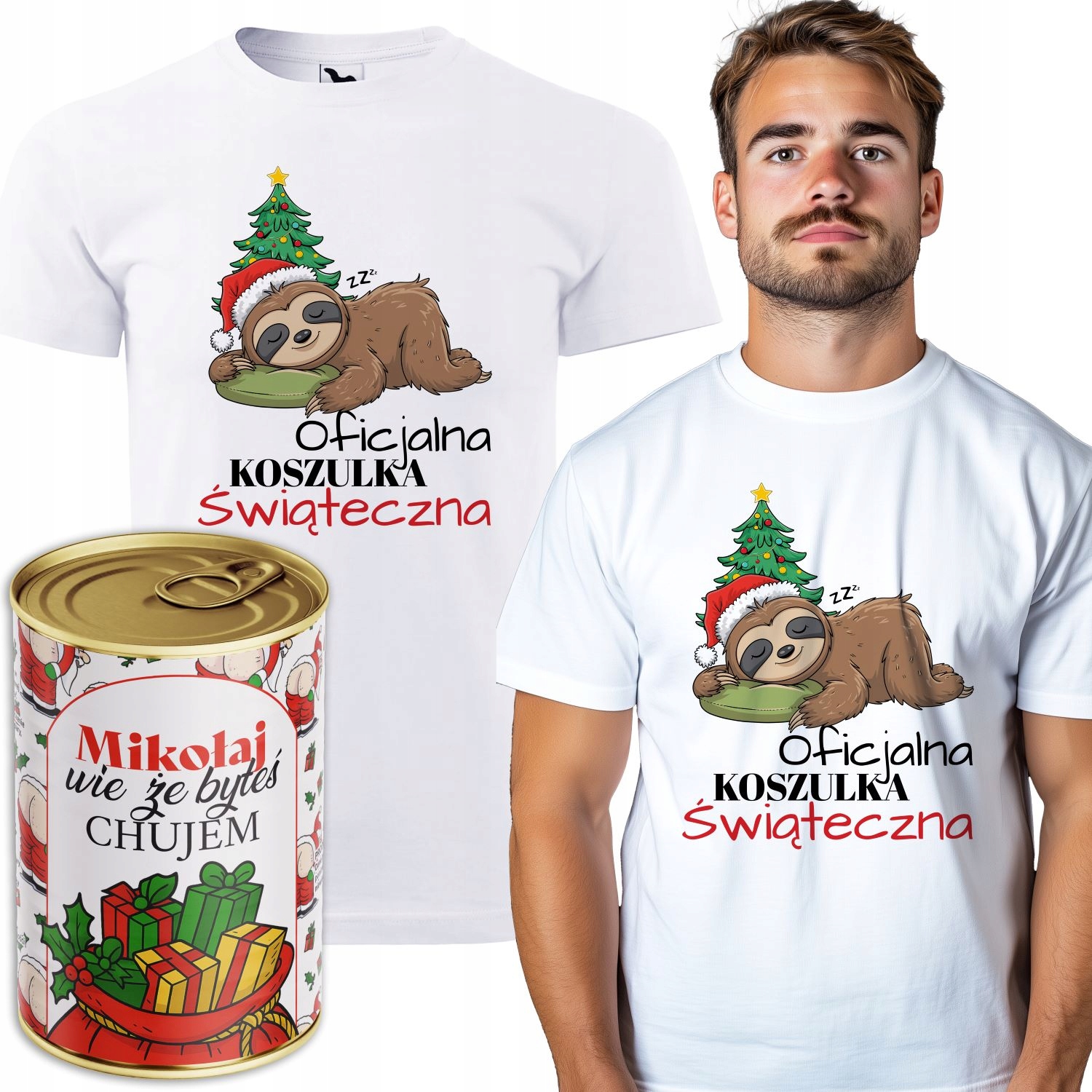 Dárek Santa Tričko Oficiální Vánoční Tričko S Lenochem V Plechovce M