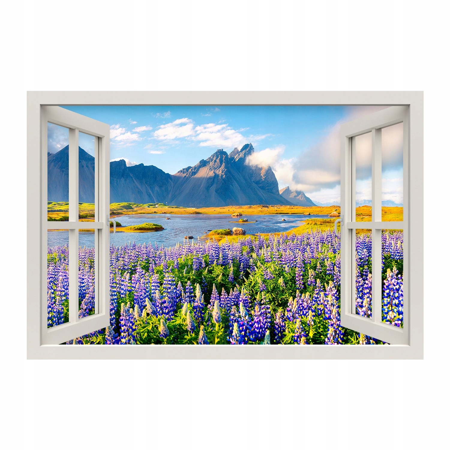 3D okno Nálepka na stenu Kvety vlčieho bôbu 90x60 Postava/Rozprávka žiadny