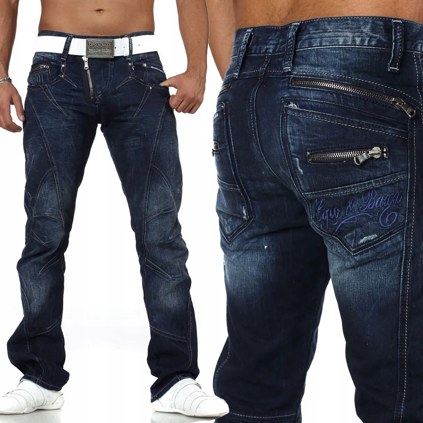 Pánské džínové kalhoty Cipo Baxx světle šedé