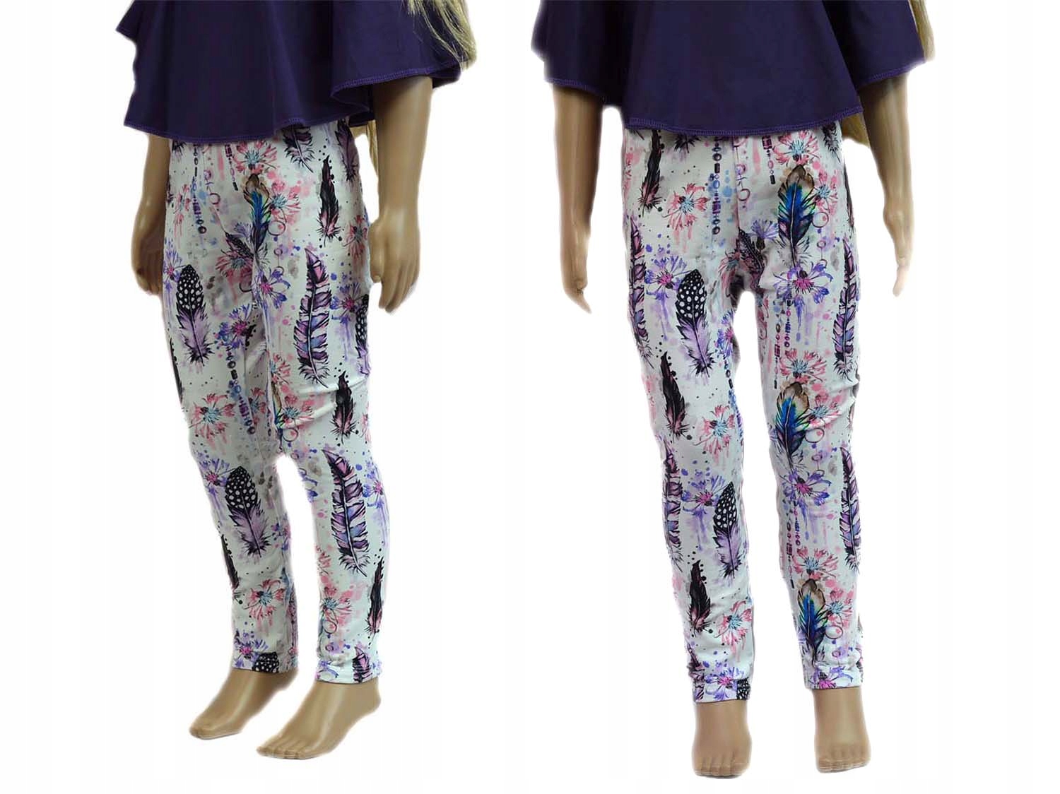 

110 Legginsy Spodnie całoroczne dresówka Piórka