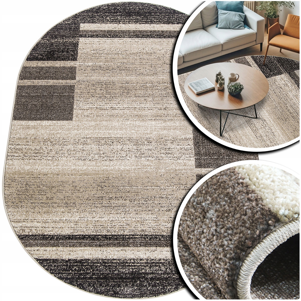 Oválný Koberec Hnědý Koberec Do Obývacího Pokoje Adventure Koberec Do Pokoje Ovál 160x230