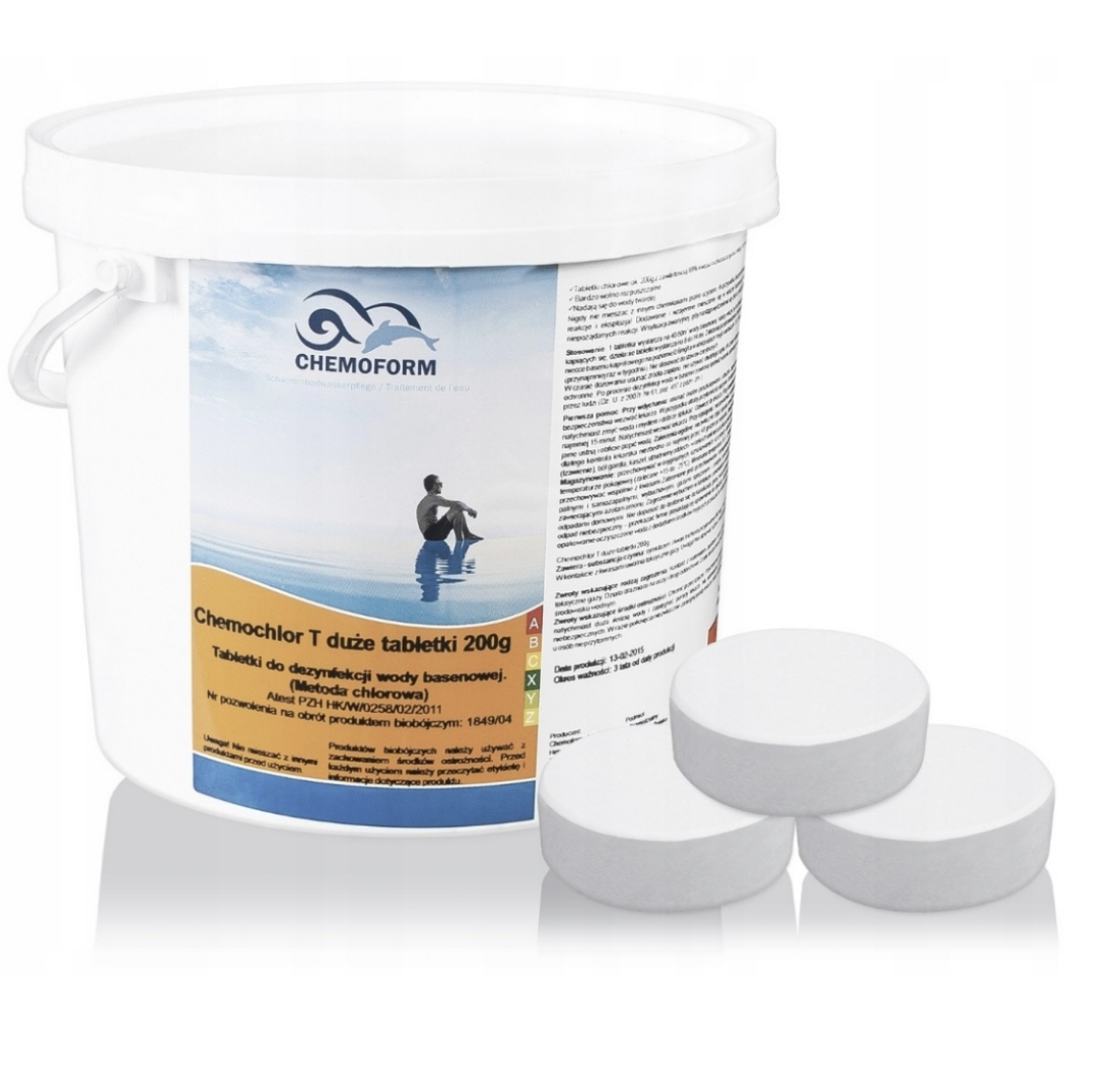 Chemo Chlor T Duże Stabilizowane Tabletki Chlorowe Basen Chemoform 200g 5kg