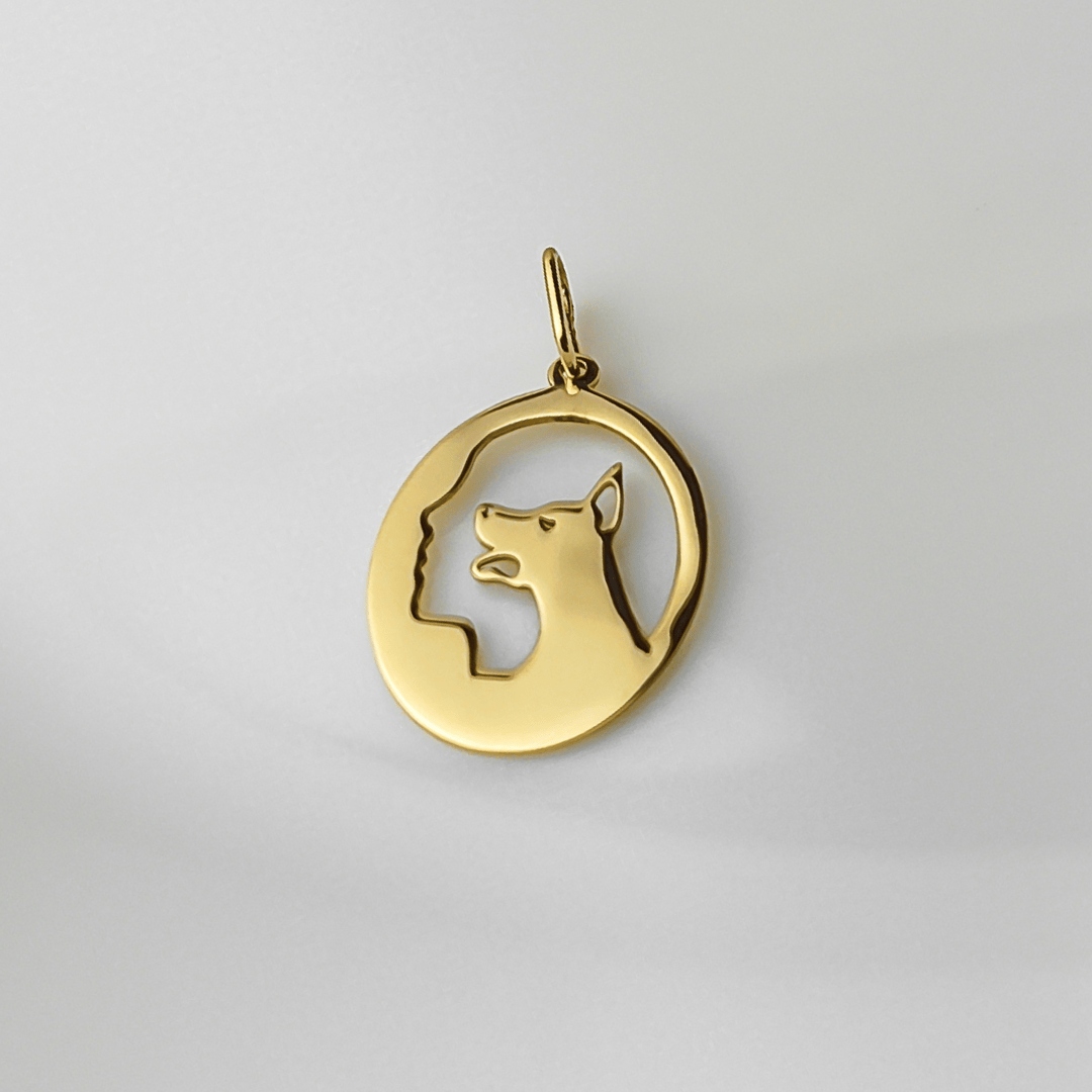 Zlatý přívěsek Člověk a pes – symbol přátelství – možnost gravírování – pr.585
