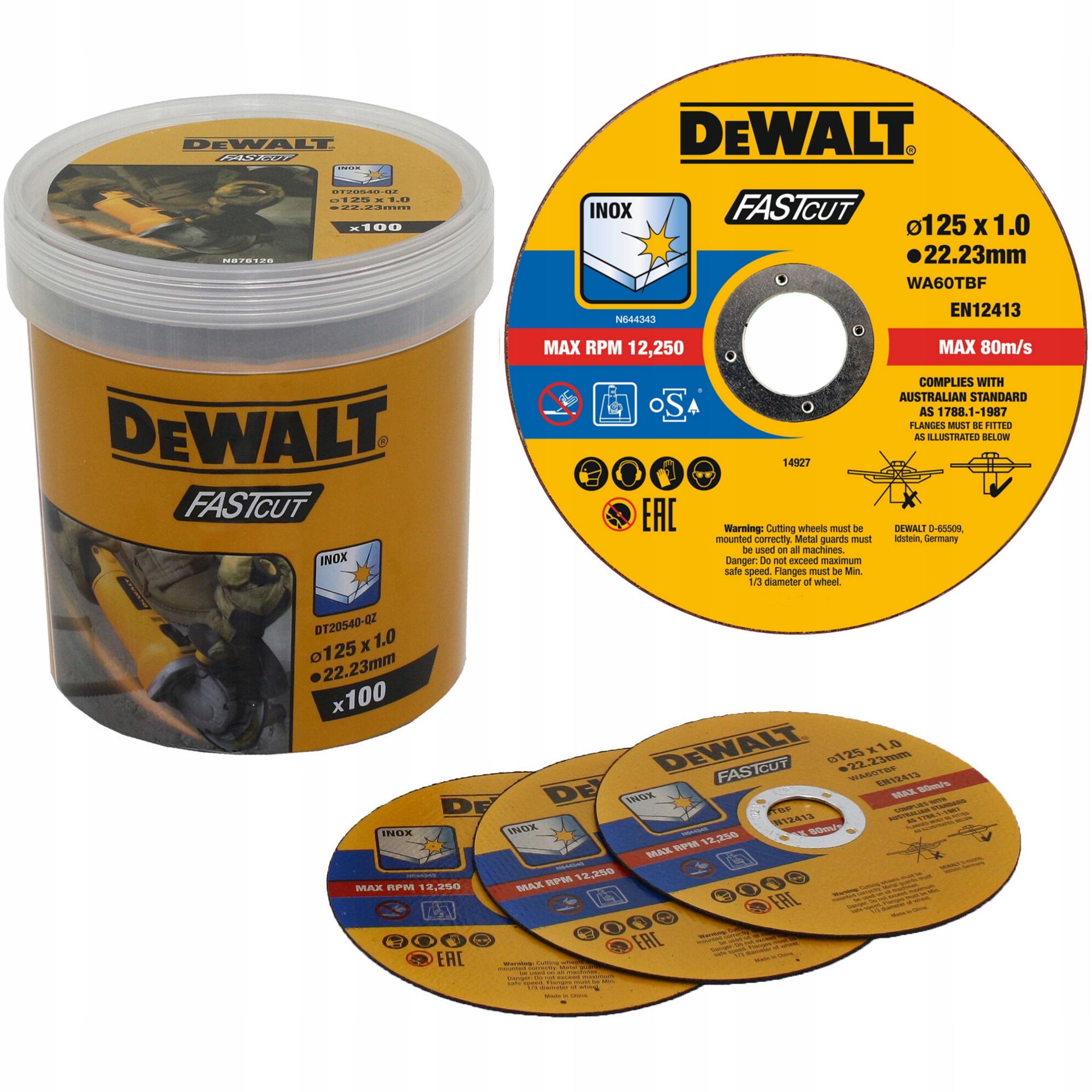 Dewalt Tarcza do cięcia stali nierdzewnej Inox FastCut 125mm 100szt DT20540