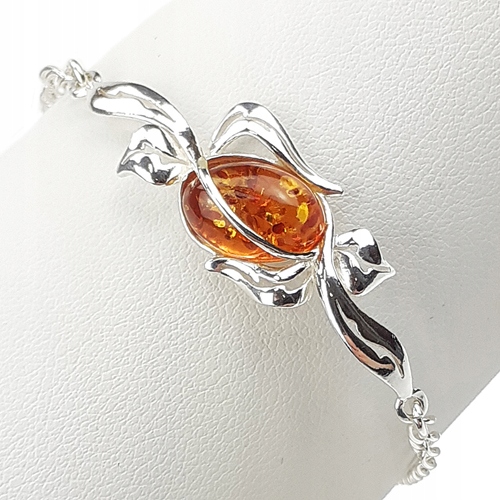 Regulovatelný Stříbrný Náramek s originálním baltský jantar ze Stříbra 925