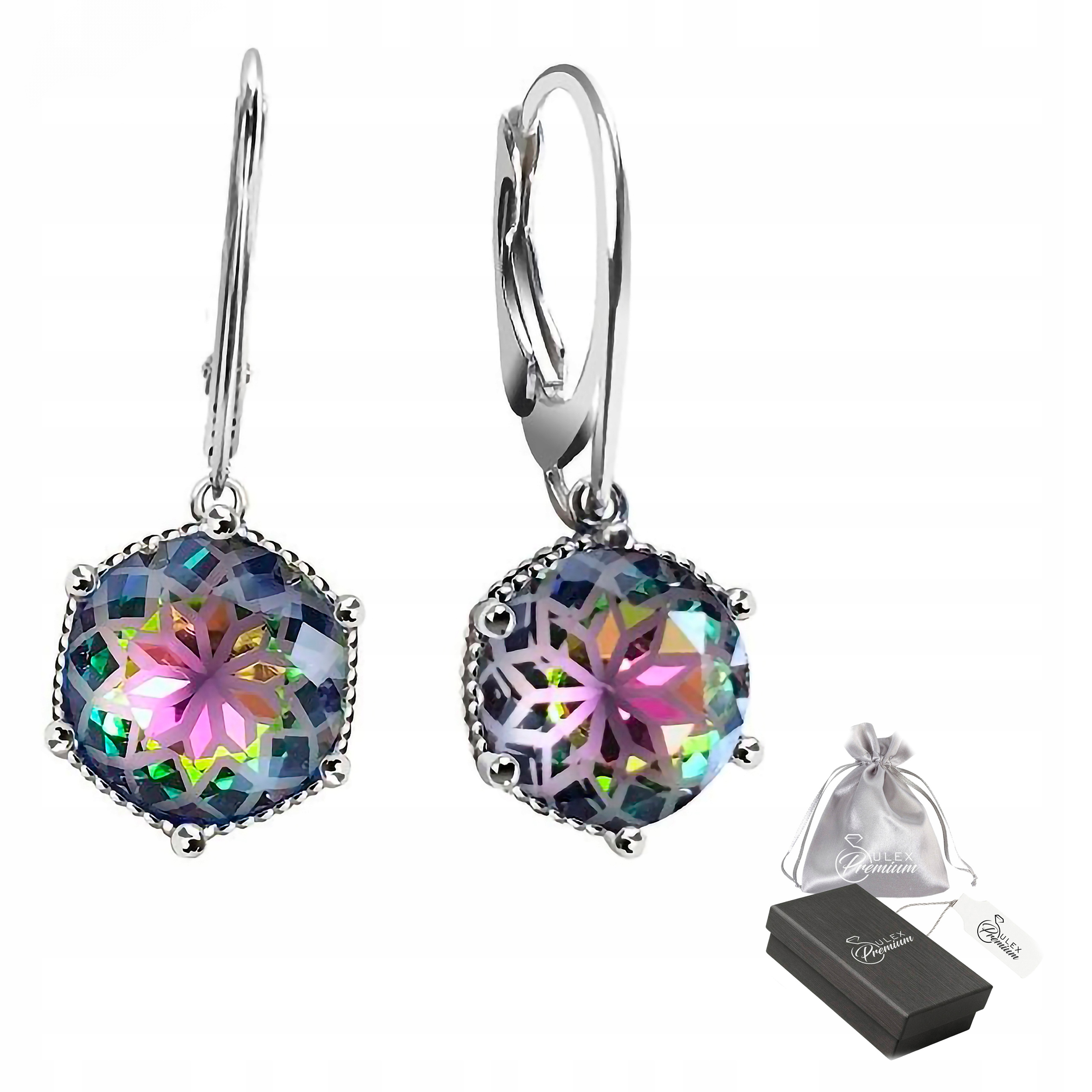 Stříbrné náušnice ryzost 925 Elegantní Náušnice Závěsné s křišťálem Volcano
