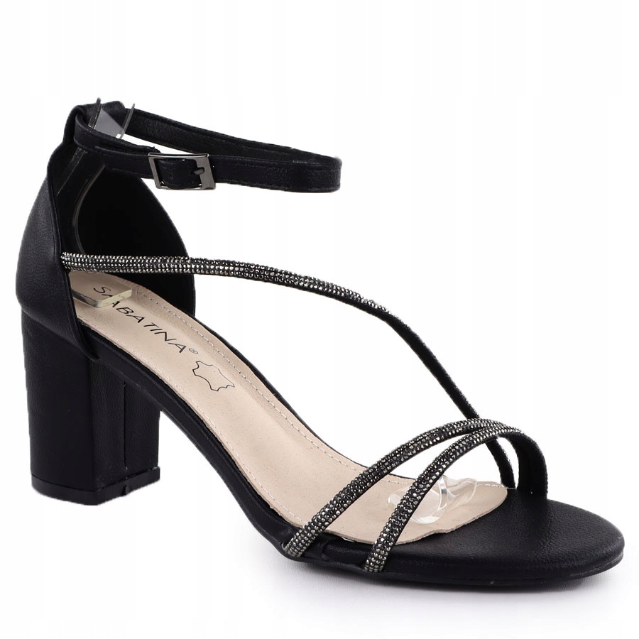 Dámské sandály na podpatku s černými zirkony Sabatina 730-1 38