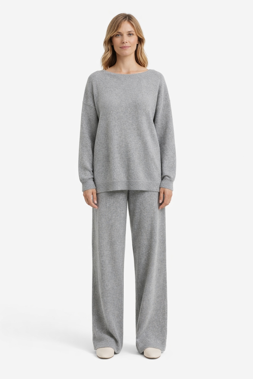 Šedý Pletený Komplet S Dlouhým Rukávem S/m 1I3A