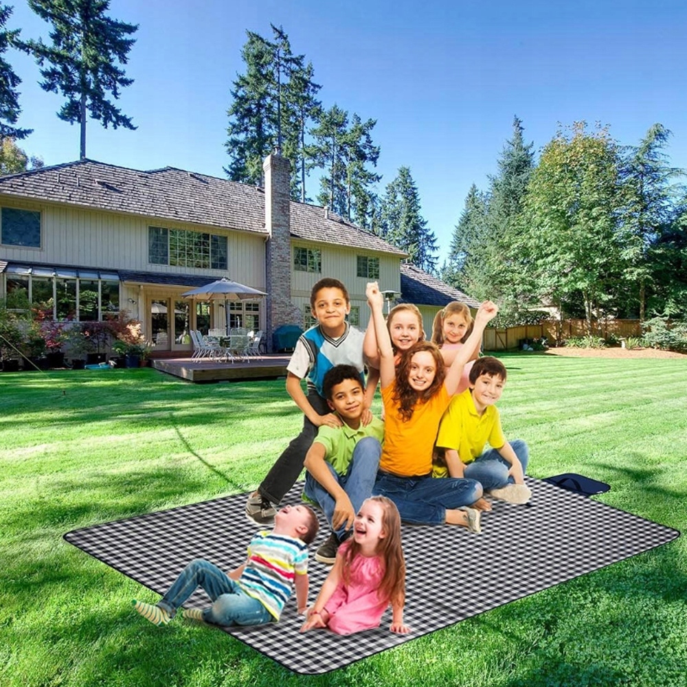 KOC PIKNIKOWY PLAŻOWY TKANINA OXFORD WODOODPORNY DUŻA MATA 200X145 XL Wzór krata