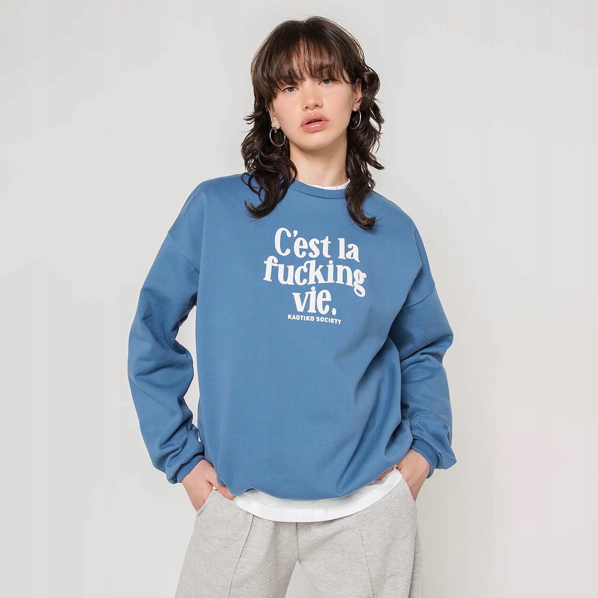Mikina Kaotiko C'est La Vie L, modrá, Městská