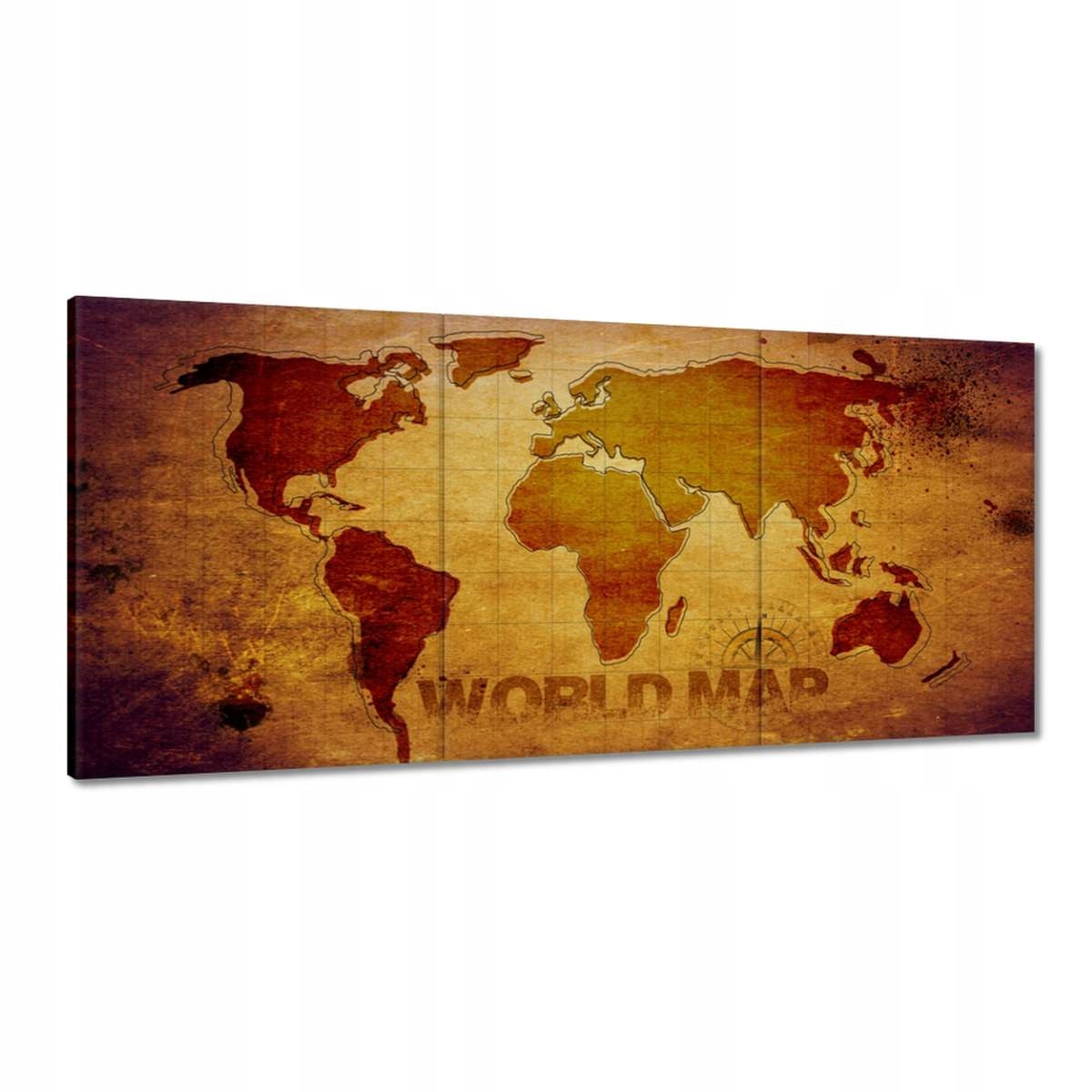 Obrazy 210x100 Bronzová mapa sveta map