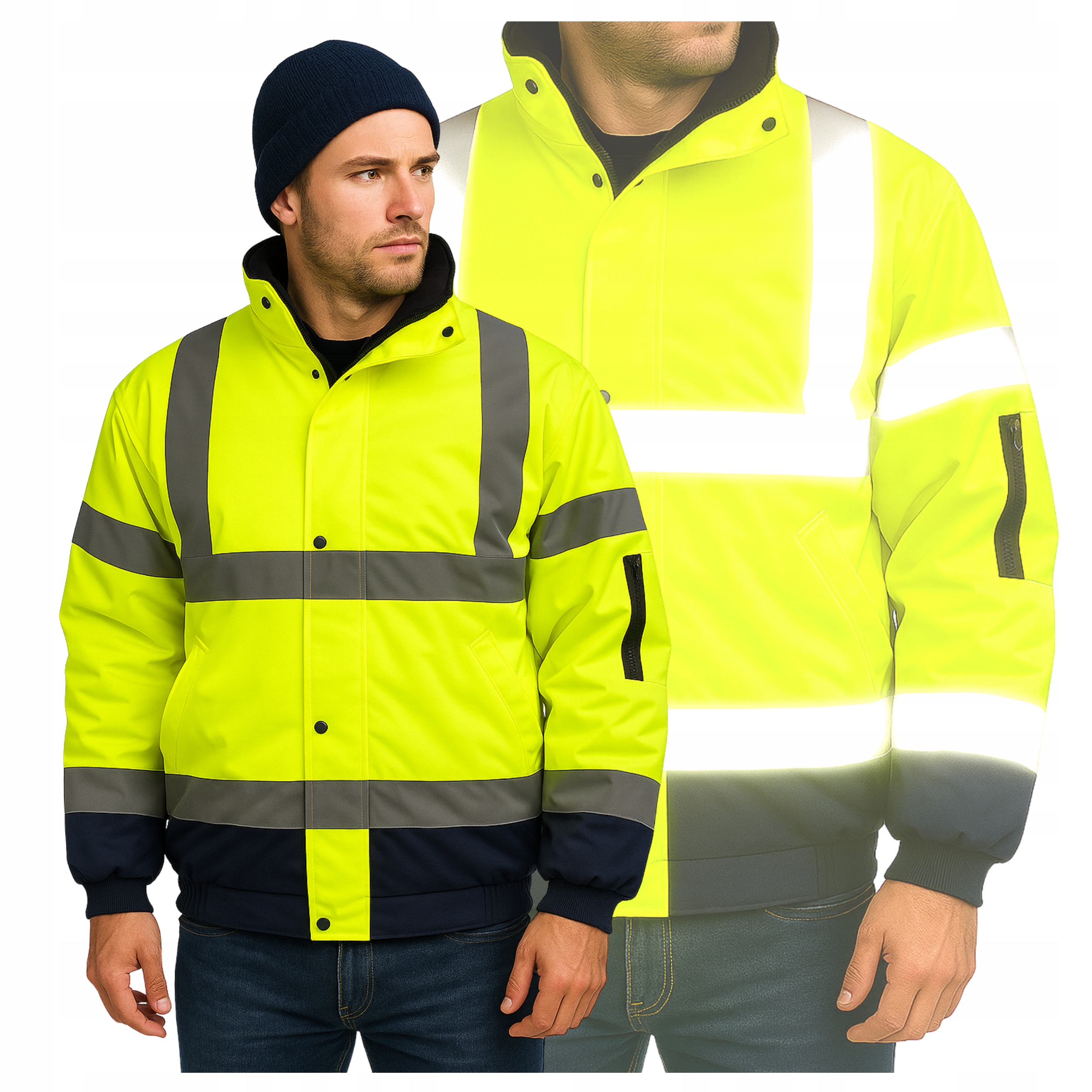 Pánská zimní Zimní Bunda , reflexní, zateplená, nepromokavá, žlutá, Bozp L