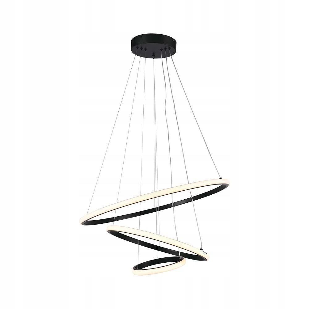 Závěsná Led lampa trojitá 3 kroužky černá moderní 60 cm 3000K V-tac