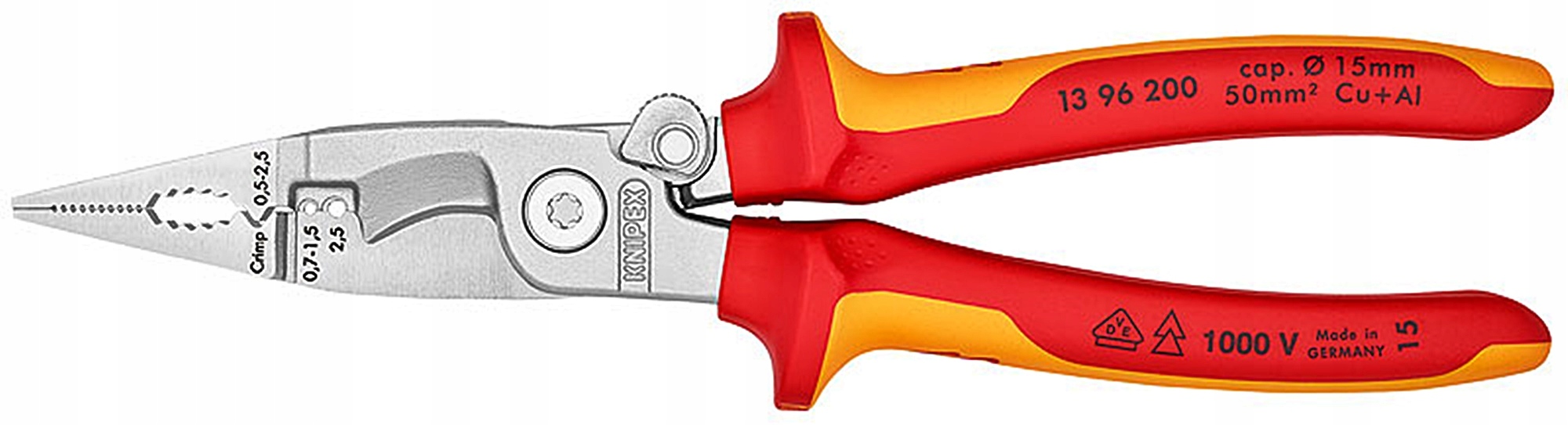 Multifunkčné kliešte 13 96 200 pre elektroinštaláciu 6W1 1396200 Knipex