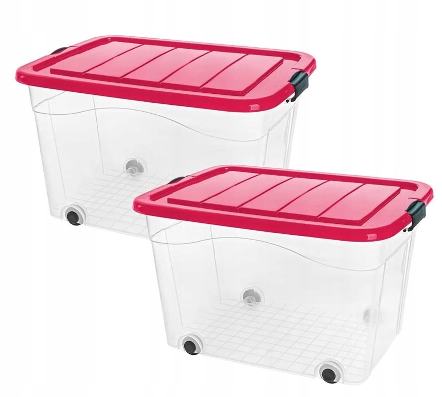

Pojemnik pudło na zabawki 100L 2 sztuki Różowy