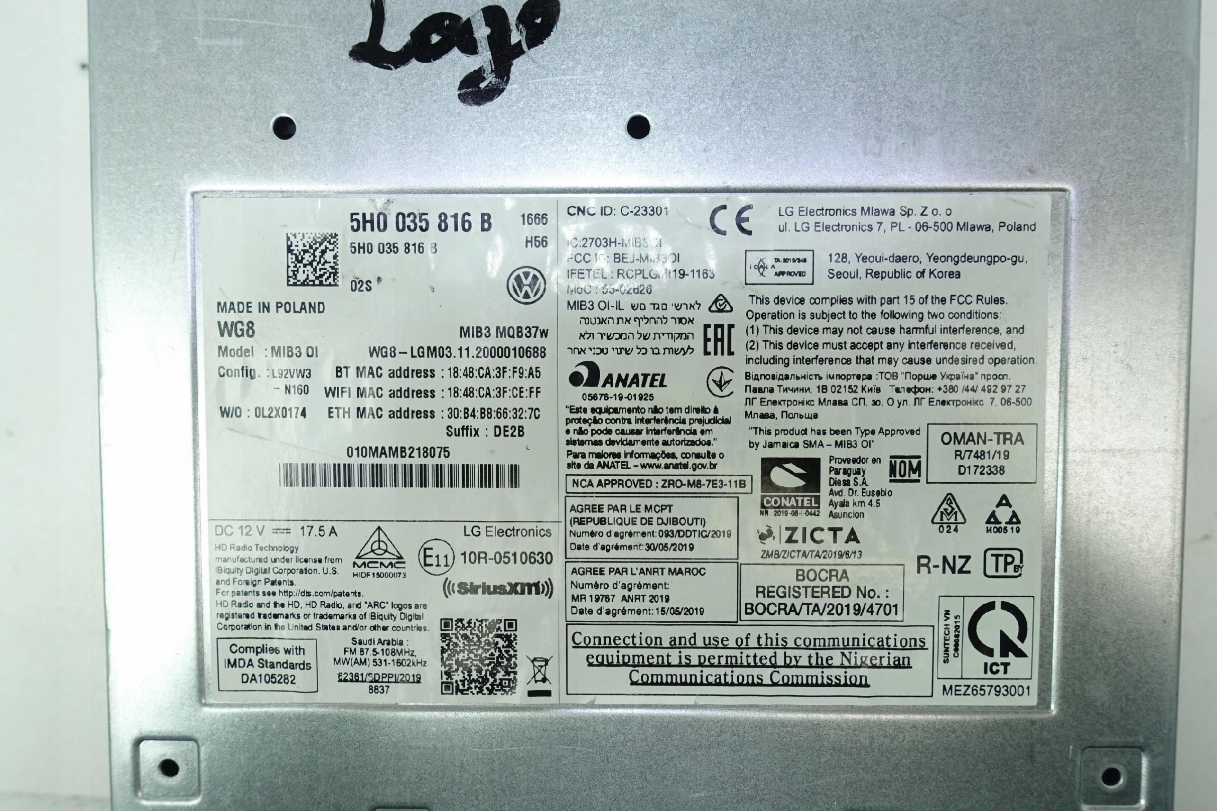 player MULTIMEDIA MIB3 VW GOLF VIII 8 5h0035816b