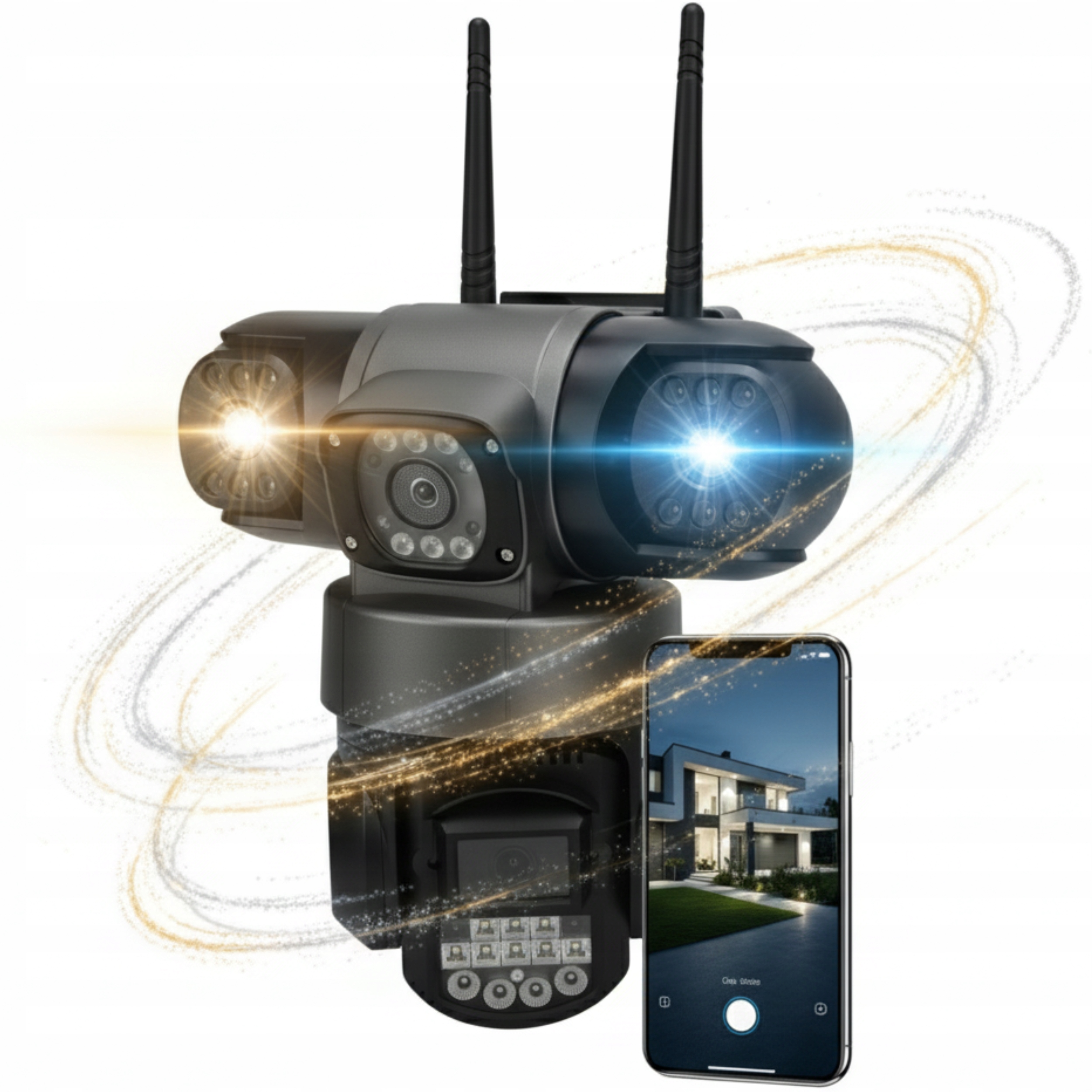 Obrotowa Kamera Zewnętrzna Potrójna WiFi Ip Obiektyw Ai Śledzenie Ruchu Hd