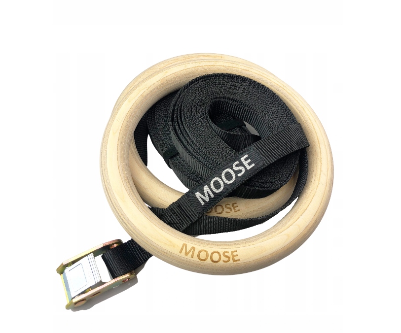 KÓŁKA GIMNASTYCZNE DREWNIANE OBRĘCZE FITNESS MOOSE Model K1 Koła crossfit kalistenika taśmy FIT