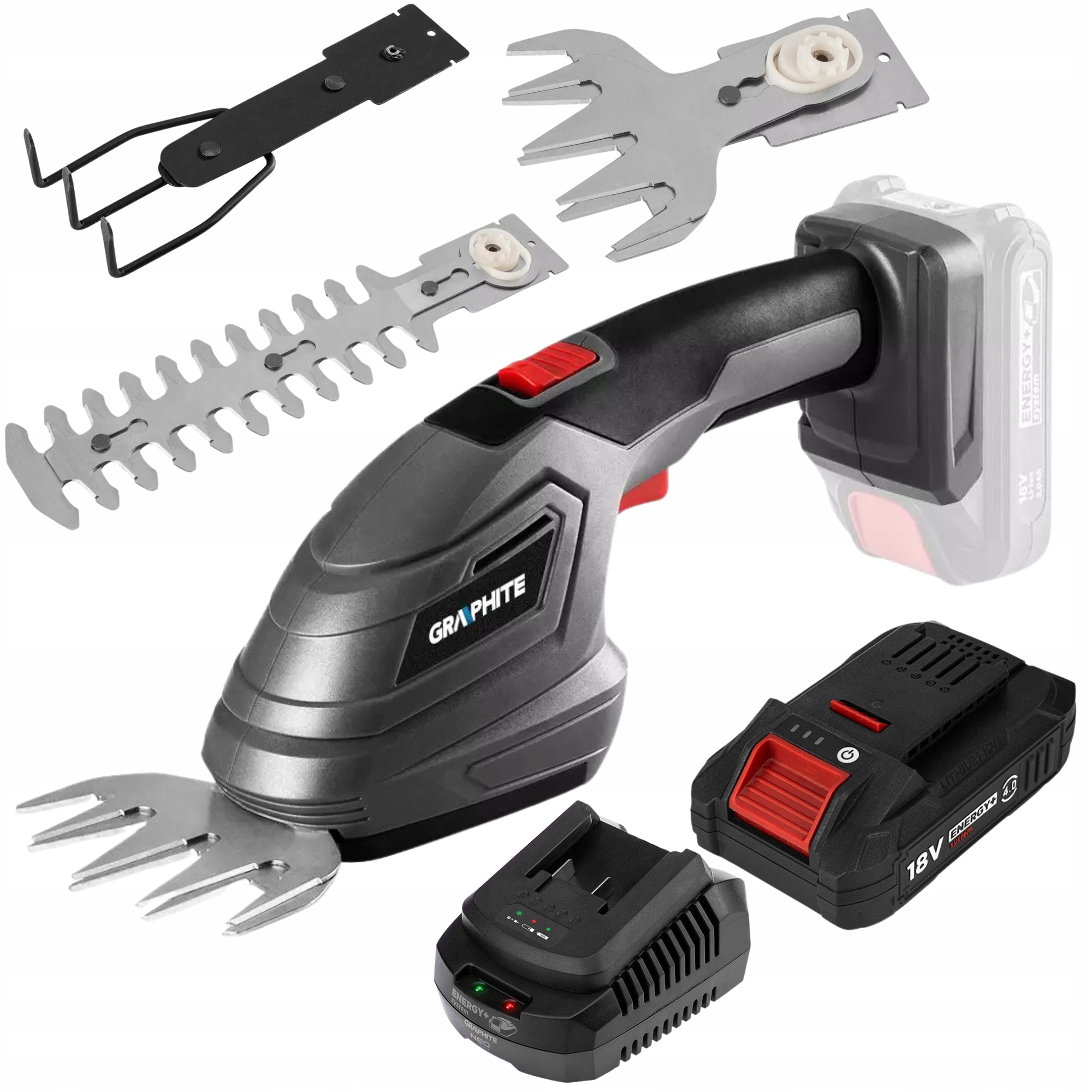 Graphite Akumulatorowe Nożyce Trymer do Trawy 3w1 Bateria 4Ah Ładowarka