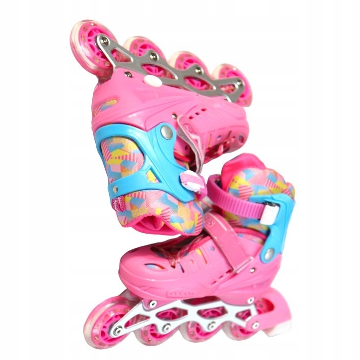 ROLKI regulowane WROTKI 3w1 ROLKO-WROTKI różowe PREMIUM r.30-34