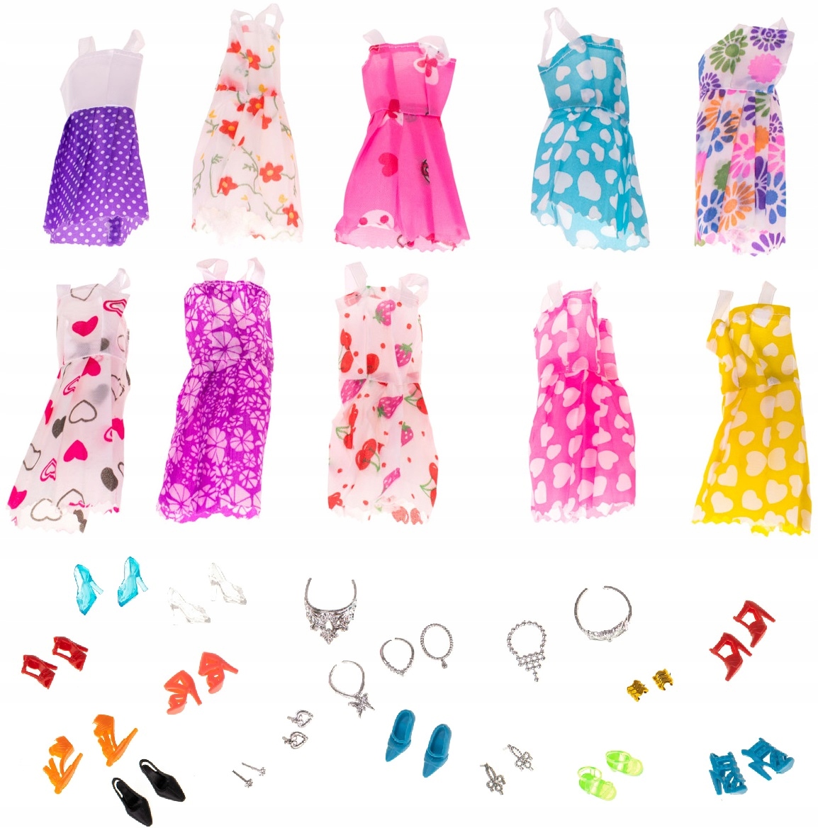 ZESTAW UBRANKA DLA LALEK I DODATKI AKCESORIA 43 EL