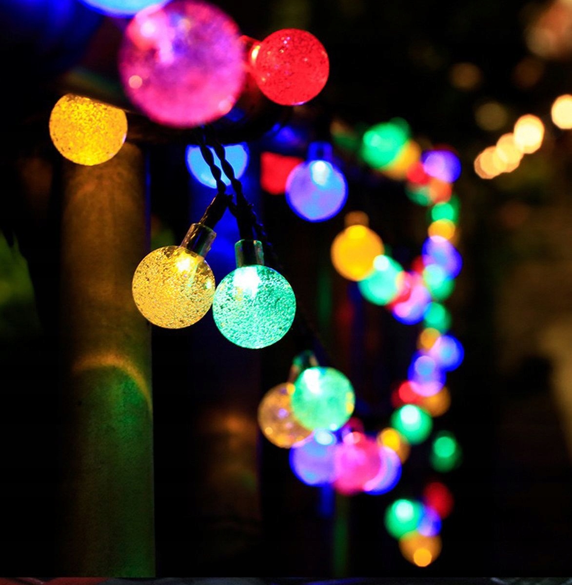 LAMPKI OGRODOWE GIRLANDA SOLARNA MULTIKOLOR 4,9M SASKA GARDEN Odległość między żarówkami 10 cm