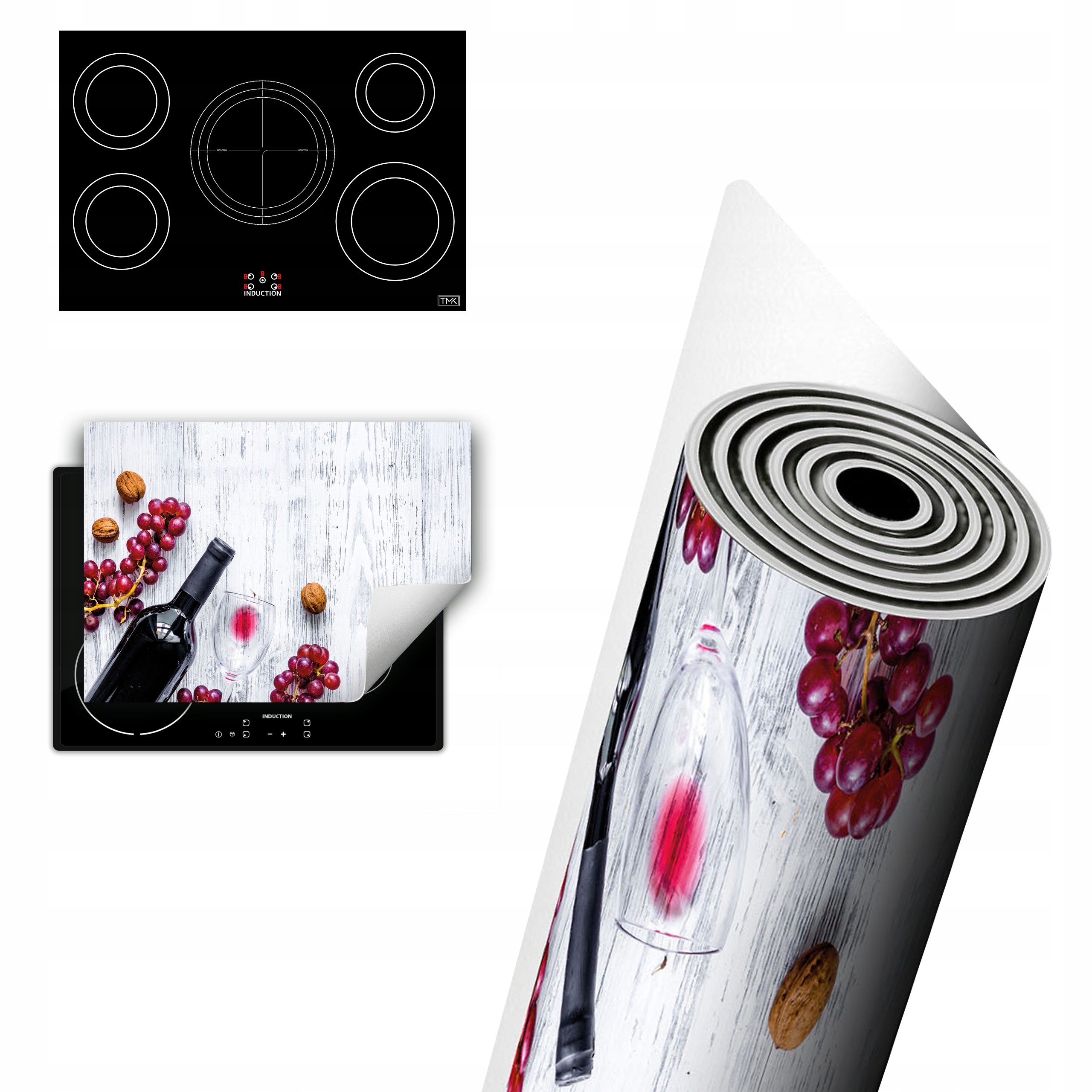 Vinylová Ochrana Na Indukci Deska 80x52 víno bílá dřevo