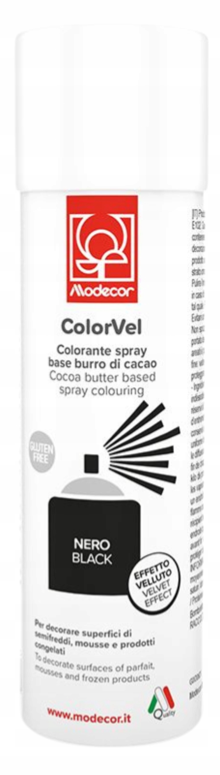 Levně Barvivo ve spreji – sprej – semiš jedlý – černý – Modecor – 250 ml