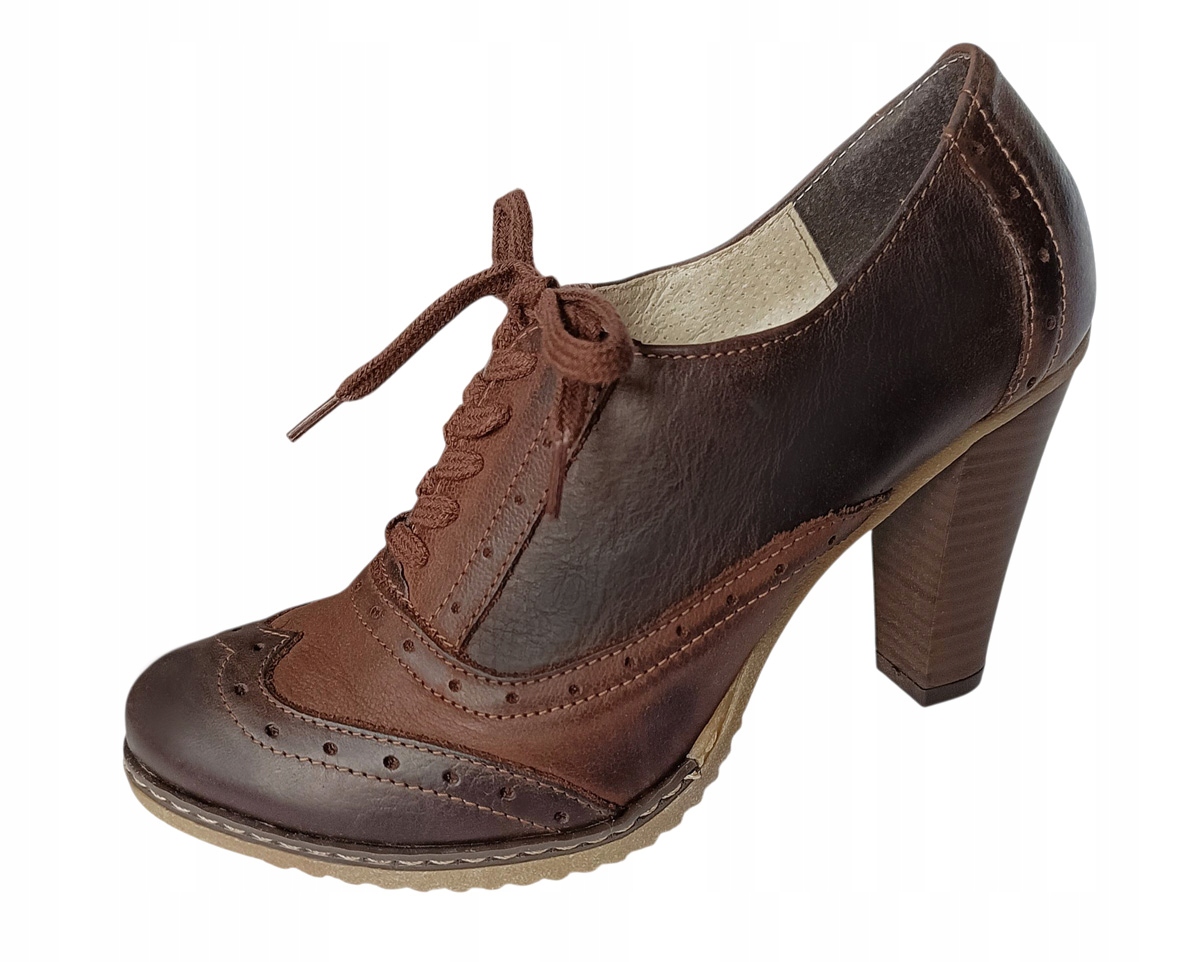 Polobotky na podpatku kožené Luciano Boty hnědé přírodní kůže Nubuk 38