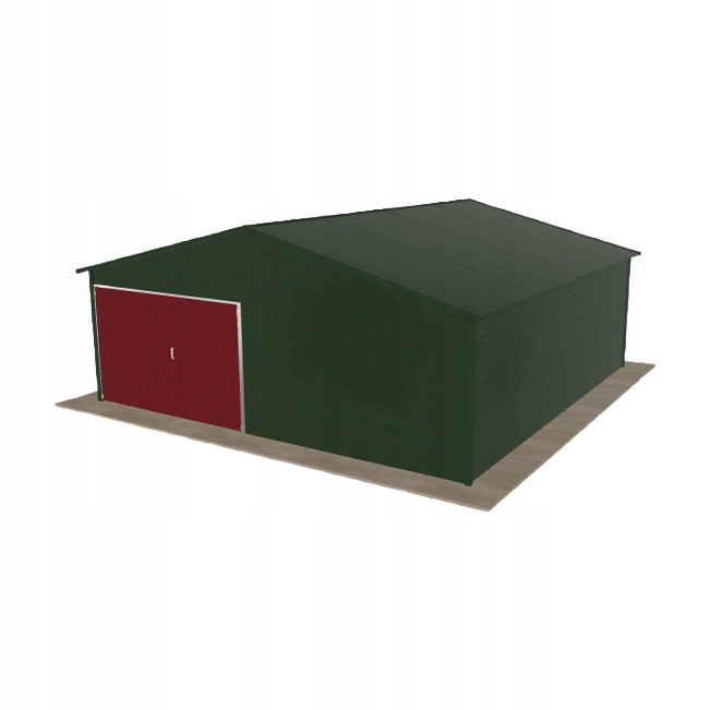 Plechová garáž 6.5x6.5 m jednopolohová, dvouspádová, zelená