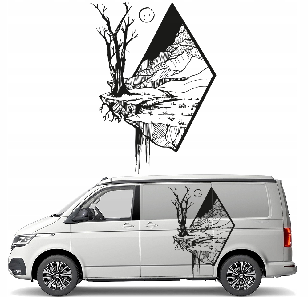 Samolepka Grafika na karavan Hory 3D Mountains 94x130