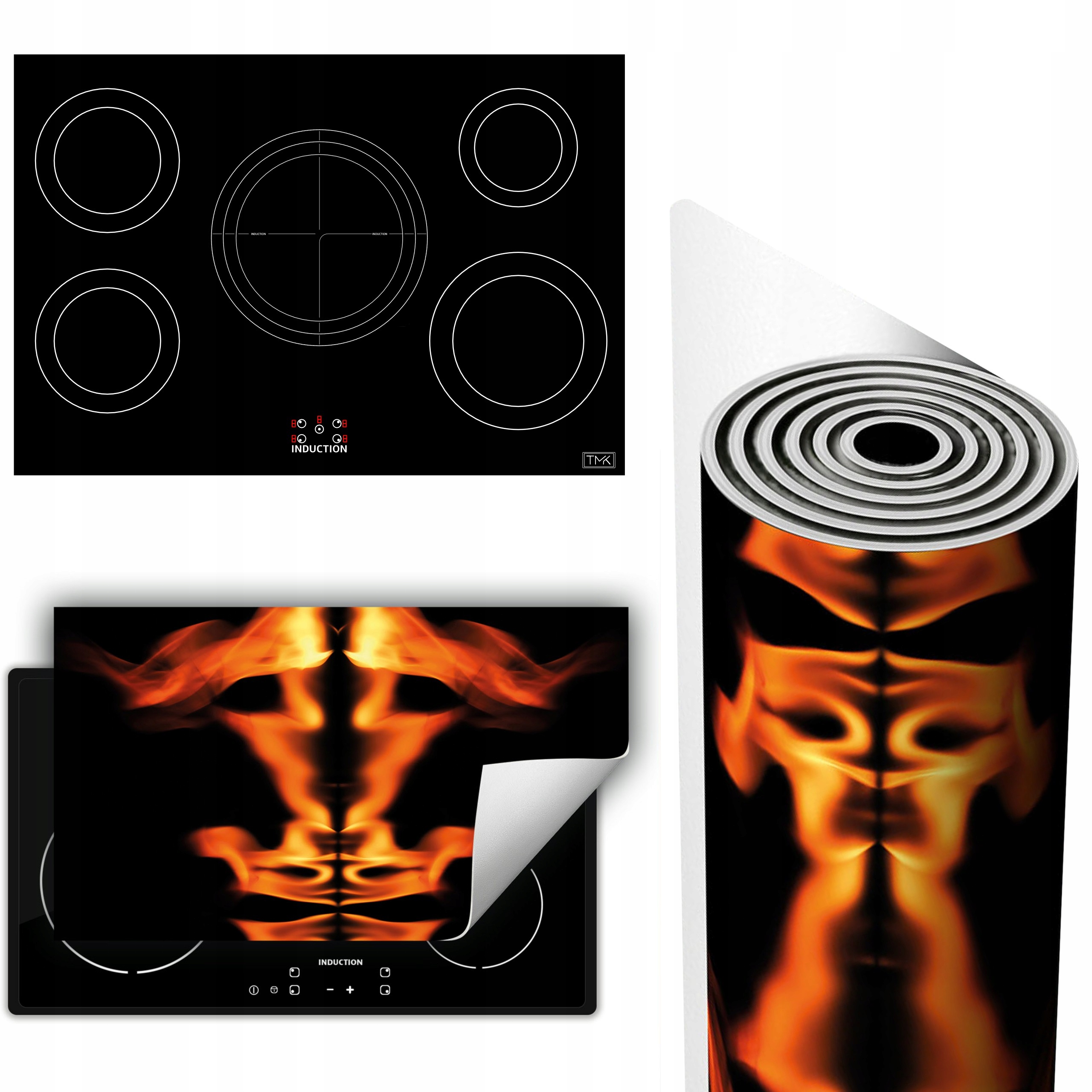 Vinylová Podložka Na Ochranu Stolního Sporáku 90x52 černá oheň