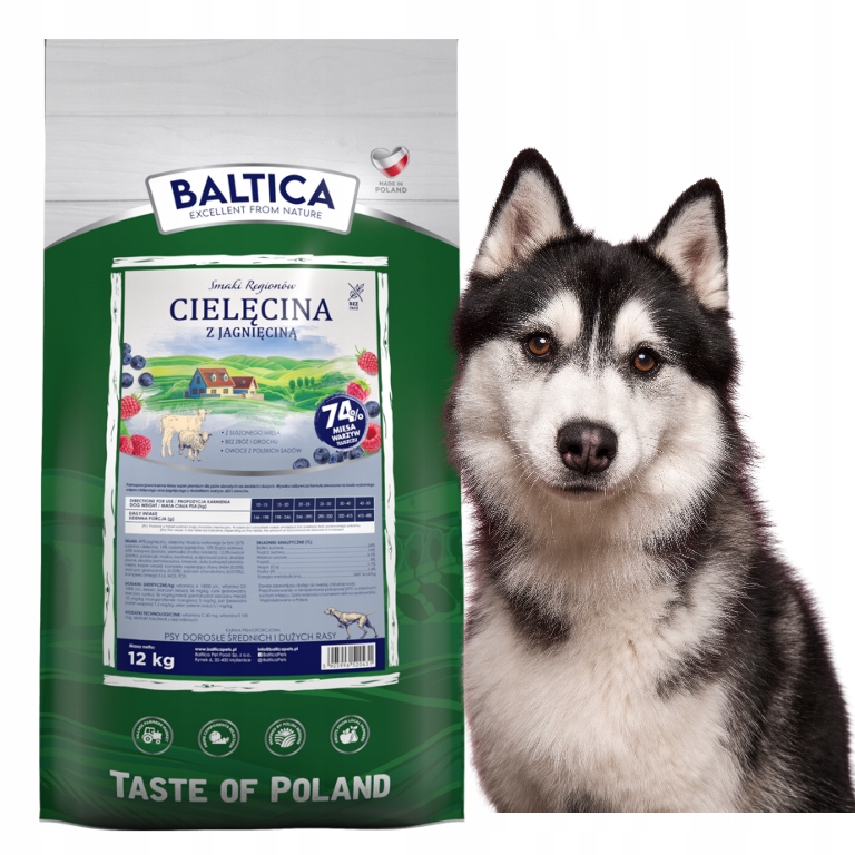 Levně Suché krmivo pro psy Baltica Flavors Telecí s jehněčím M/L 12 kg